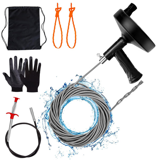 Drain Auger 33 ft, Plumbing Snake Hair Clog Remover - Image 1