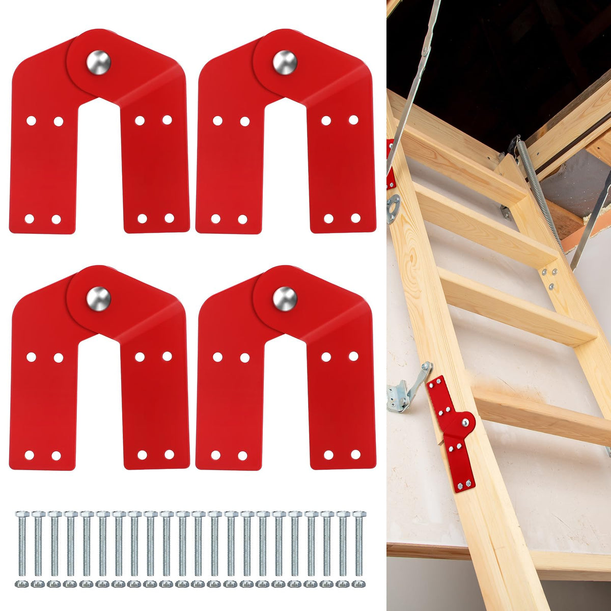 Tandefio 4 Pcs Attic Ladder Hinge Replacement Kit - Image 1