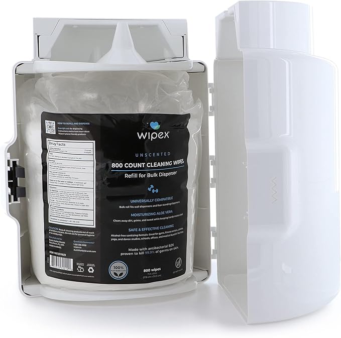 Wipex Sanitizing Wipes Refill - 800ct Antibacterial Hand Sanitizing Wipes with Safe Plant Based Cloth, Commercial Size use at Gyms, Studios, Clubhouse & Public Facilities (Pack of 4)