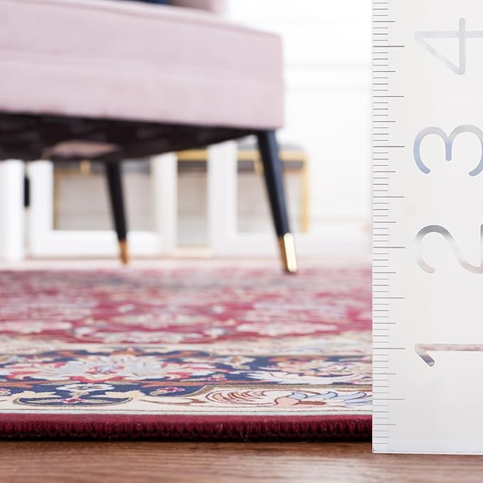 SAFAVIEH Washable Rug Tucson Collection - 9' x 12', Red & Navy, Slip Resistant & Easy to Clean, Ideal for Living Room, Bedroom, Dining Space (TSN135Q)