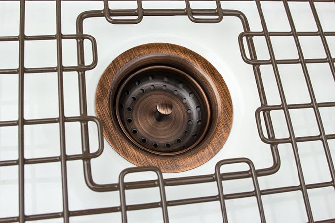 Sinkology Kitchen Sink Basket Strainer Drain TB35-01,Antique Copper