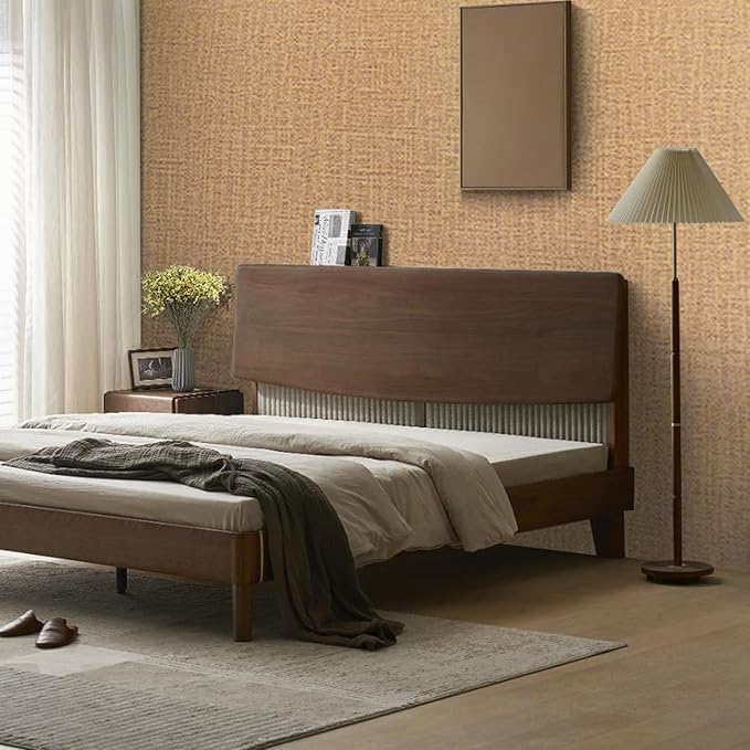 Peel and Stick Wallpaper Orange Grass Cloth Wall Paper - 15.7 x 200 Inch Self Adhesive Wallpaper Peel and Stick, Easy to Paste Wall Contact Paper for Stand Liner, Table and Door Makeover Decor