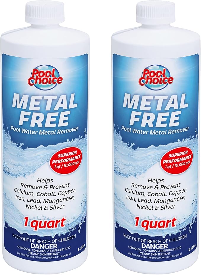 SpaChoice 1-Quart 2-Pack Premium Metal Free Pool Water Metal Remover, Pool Stain Remover, Made in USA