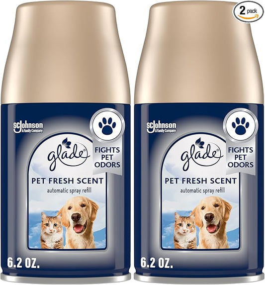 Glade Automatic Spray Refill, Pet Fresh Scent, Scented Air Freshener for Home and Bathroom, 6.2 Oz, 2 Count
