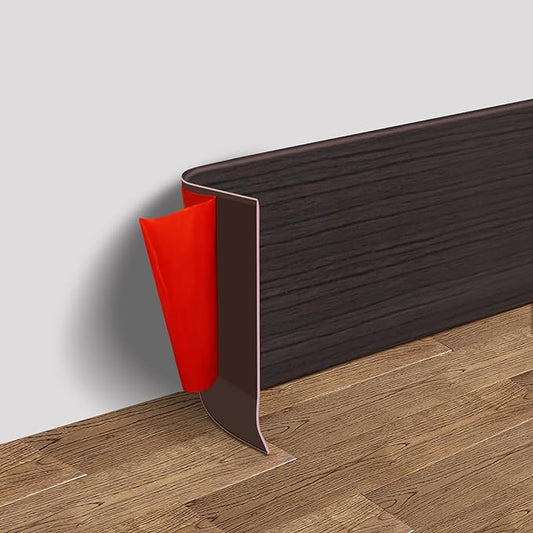 FONUNO Vinyl Wall Base Baseboard Molding Trim 4" Flexible Self Adhesive Rubber Wall Base Moulding Trim Peel and Stick Design, 4 Inch x 60 Feet, Black Walnut Wood Grain