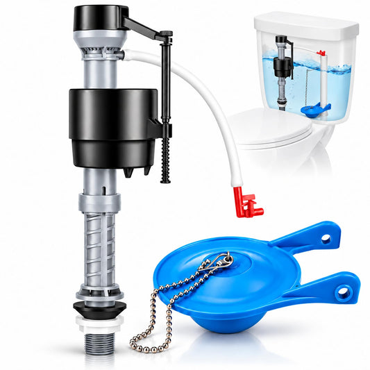 Toilet Flusher Replacement Kit, Adjustable Fill Valve & - Image 1