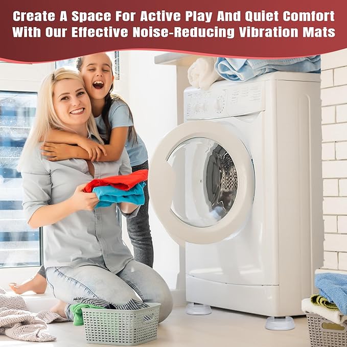 Anti Vibration Pads for Washing Machine and Dryer, Transparent PU Washer Vibration Pads with Anti-Vibration Feet, Rubber Vibration Pad Washing Machine Pads for Noise Reduction