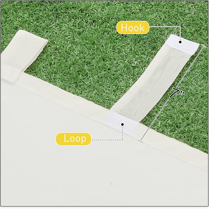 NICETOWN 2 Panels Beige Outdoor Patio Curtains Waterproof 96" Length, Detachable Self Sticky Tab Top Indoor Outdoor Voile Sheer Curtains & Drapes Light Filtering for Pergola, W54 x L96