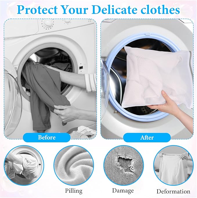 4PCS Laundry Mesh bag with Zips, 30x40cm Laundry Bags for Delicates, Mesh Laundrys Bags for Washing Machine, for Clothes, Socks, Underwear, Pants