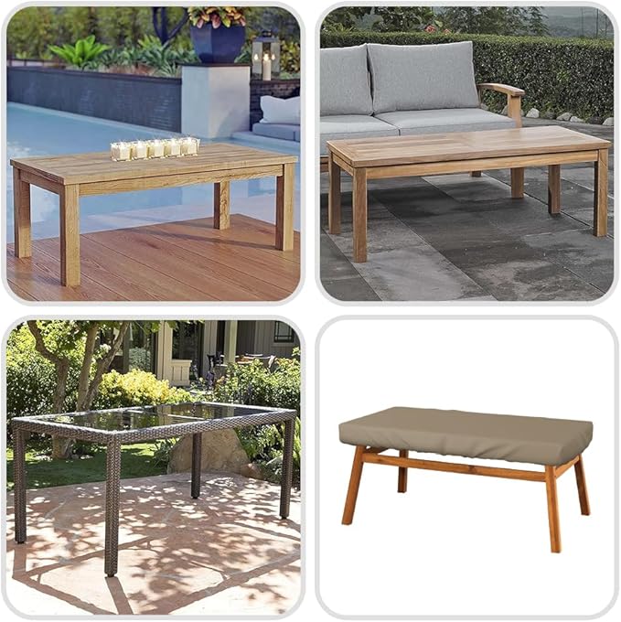Covers & All Rectangle Table Top Cover, 12 Oz Waterproof UV & Weather Resistant Patio Table Cover, Outdoor Table Cover for Patio Furniture (85" L x 40" W x 5" H, Beige)