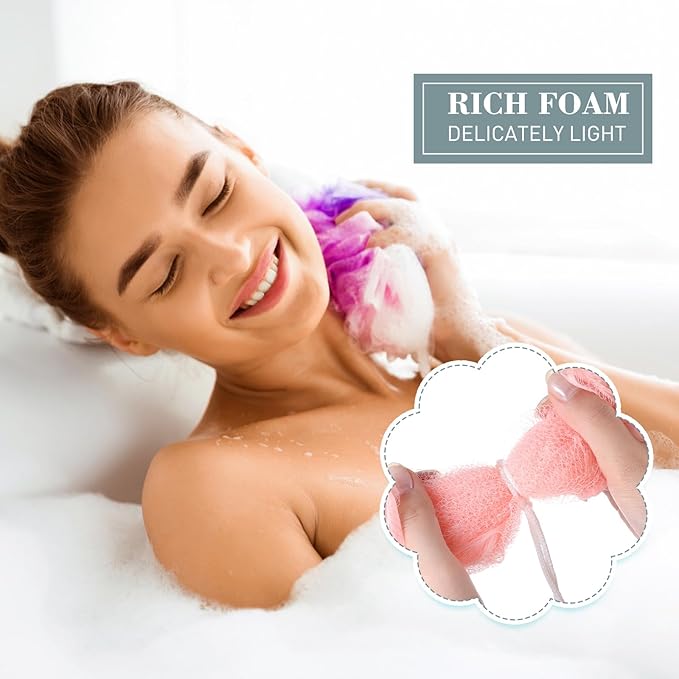 Sunnyray 200 Pcs Loofahs Bulk Bath Sponge Shower Luffas Exfoliating Body Scrubber Packs Soft Mesh Loofahs Balls Travel Cleaning Wash Puff Bathing Accessories for Women Men, 20g (Assorted Colors)