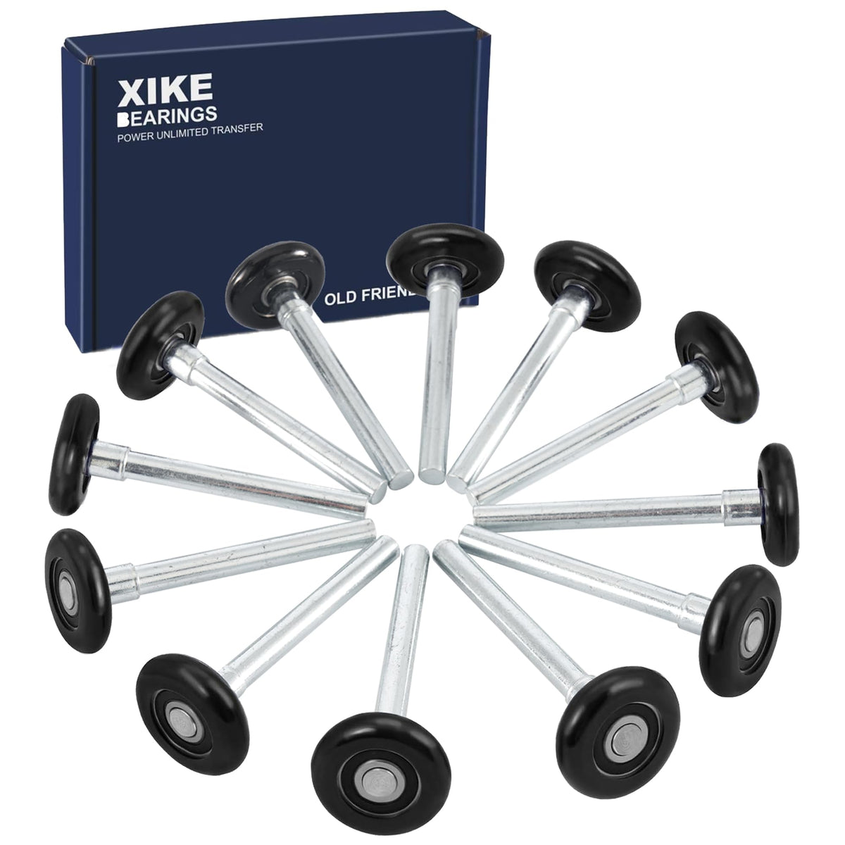 XiKe 12 Pack Black 2" Nylon Garage Door Roller 4" Stem - Image 1