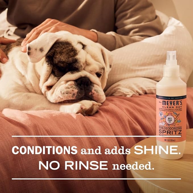 Mrs. Meyer's Clean Day Dog Care Kit, Includes 3in1 Dog Shampoo - White Peach, Dog Deodorizing Spritz - White Peach and Pet Stain & Odor Fighter - Coconut Leaf