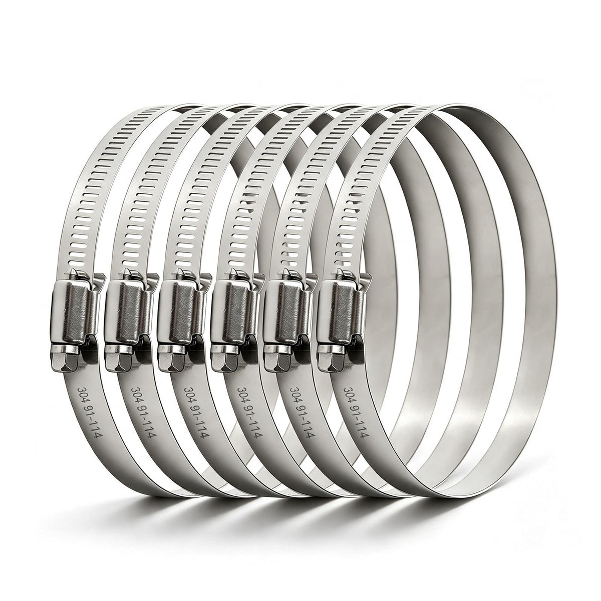 4 Inch Hose Clamp, 6 Pcs Adjustable Stainless Steel Clamp - Image 1