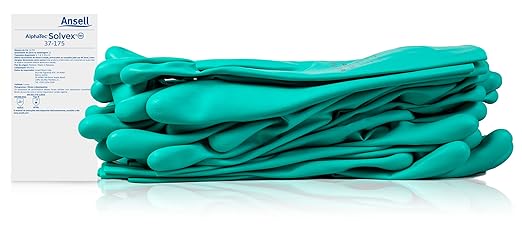 Ansell AlphaTec Solvex 37-175 Flocked Chemical-Resistant Gloves for Cleaning, Agriculture, Food, Mechanics, Oil - XXL, Green (12 Pairs)
