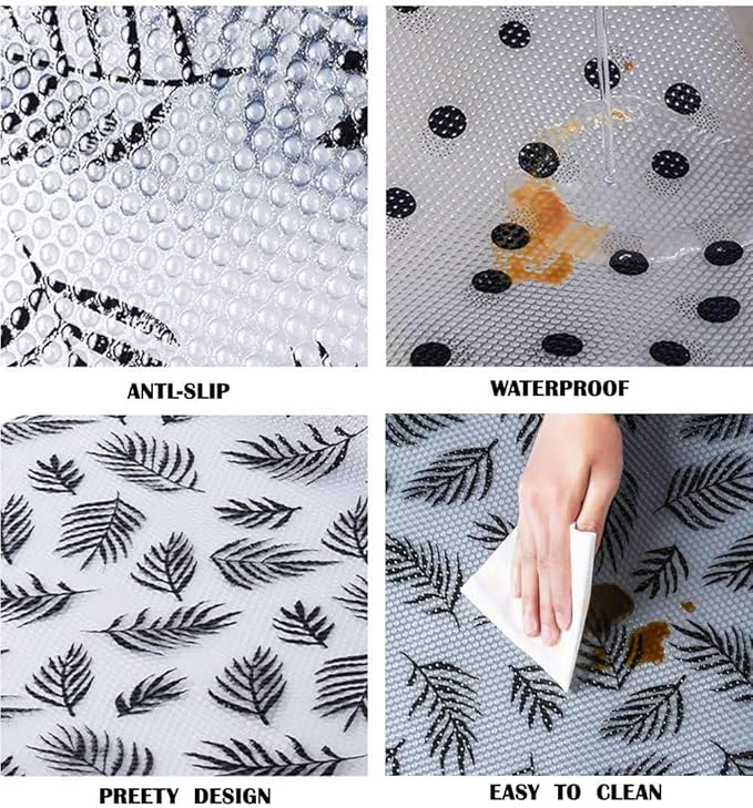 Polka Dot Shelf Liner for Kitchen Cabinets Non-Adhesive Drawer Liner Non-Slip Refrigerator Liner Waterproof Fridge Pad Cupboard Mat