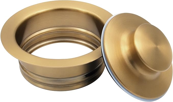 LQS Kitchen Sink Garbage Disposal Flange and Sink Stopper, fit 3-1/2 Inch Standard Sink Drain Hole Color Golden