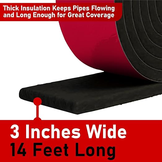 Redford Supply Co. 3 inch x 14 ft, Pipe Insulation, Outdoor Pipe Insulation Wrap for Winter Freeze Protection, Water Line Freeze Protection Foam, Insulated Wrap for Copper Pipes, PVC, AC Line