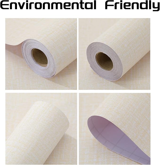 Peel and Stick Wallpaper Beige Grass Cloth Wall Paper - 15.7 x 300 Inch Self Adhesive Wallpaper Peel and Stick, Easy to Paste Wall Contact Paper for Stand Liner, Table and Door Makeover Decor
