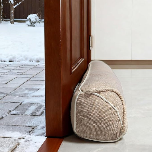 32 Inch Under Door Draft Stopper, Blocks Hot Cold Air Wind from Door and Window Bottom,Weather Seal, Reduce Noise Light,Triangular, Beige