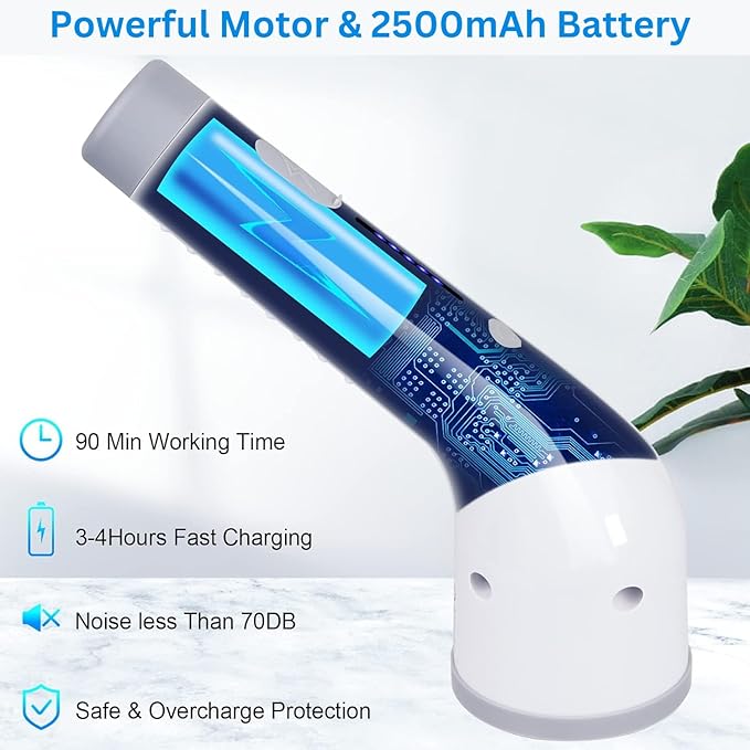 Electric Spin Scrubber 8-in-1 with MOP Clip - Adjustable Extension Arm & 8 Replaceable Brushes - Cordless Cleaning Power Shower Grout Scrubber for Kitchen, Bathroom, Tub, Tile, Floor