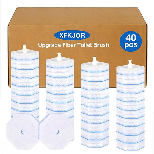 40 Count Toilet Wand Refills for Clorox Toilet Wand - Upgrade Fiber Toilet Brush, 5X Cleaning Power Toilet Scrubber Refill, Disposable Toilet Brush Heads for Bathroom Cleaning, No Falling Apart