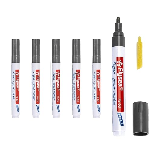 5 Pieces Grout Tile Pen Repair Pen,Renew Tile Lines, Restoring Tile Wall Floor Bathrooms and Kitchen (Dark Gray)