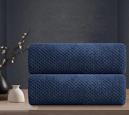 Hand Towels Set 2 Pack-16“x31”,Ultra Soft Microfibers Bathroom Towel Set Highly Absorbent Quick Dry Luxury Premium Towel Lightweight Durable Hand Towel Collection for Hotel Spa Gym Kitchen,Navy Blue