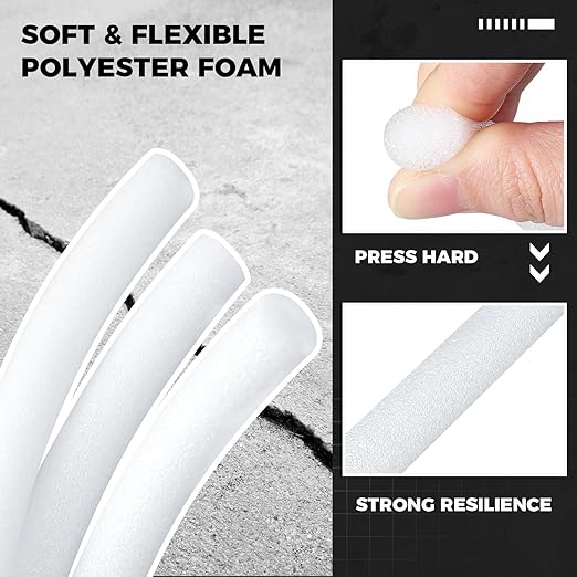 1 Inch x 50 ft Foam Backer Rod for Gaps Joints Concrete Crack Filler Caulk Saver Bulk Foam Backing Rod Concrete Filler Rope for Weather Stripping Door Seal (White)