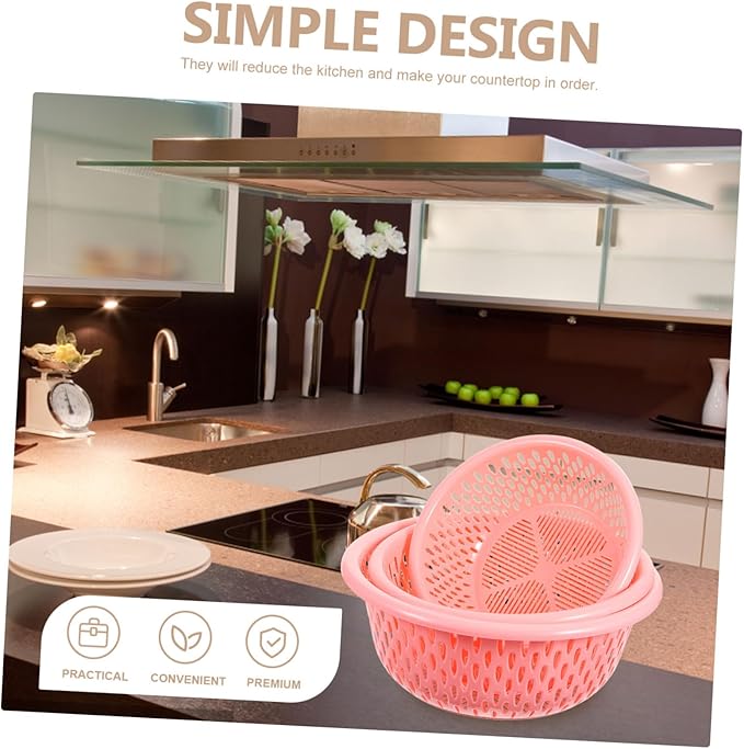 3-piece Sink Colander Strainer Basket Set Draining Basket for Food over Sink Colander Random Color