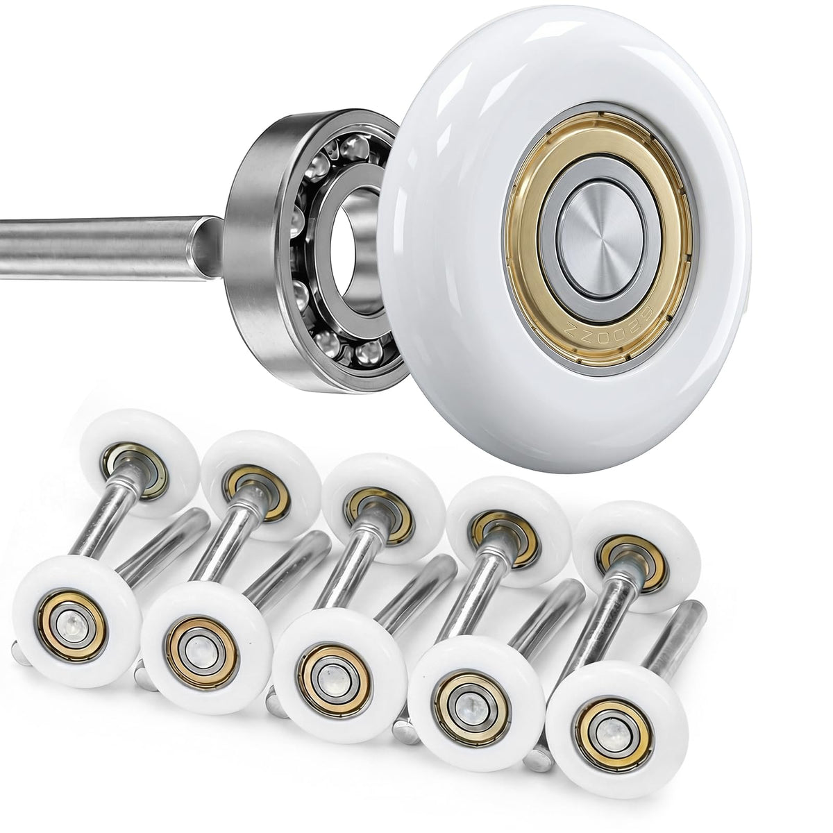 Nylon Garage Door Rollers 10 Pack 2-Inch Wheels 6200ZZ Bearings - Image 1