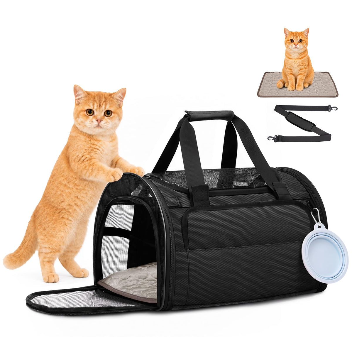Soft Cat Carrier 17"x11"x11" Washable Pet Bag with Steel Frame - Image 1