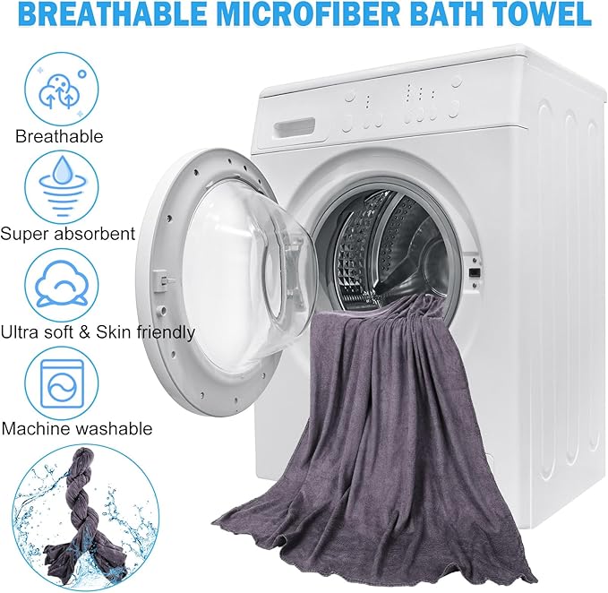 Newwiee 20 Pack Bulk Bath Towels Set, Large Quick Dry Bath Towels 55" x 28" for Spa, Gym, Salon, Hotel and Rental Use(Dark Blue, Coffee, Dark Purple, Gray)