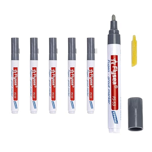 5 Pieces Grout Tile Pen Repair Pen,Renew Tile Lines, Restoring Tile Wall Floor Bathrooms and Kitchen(Gray)