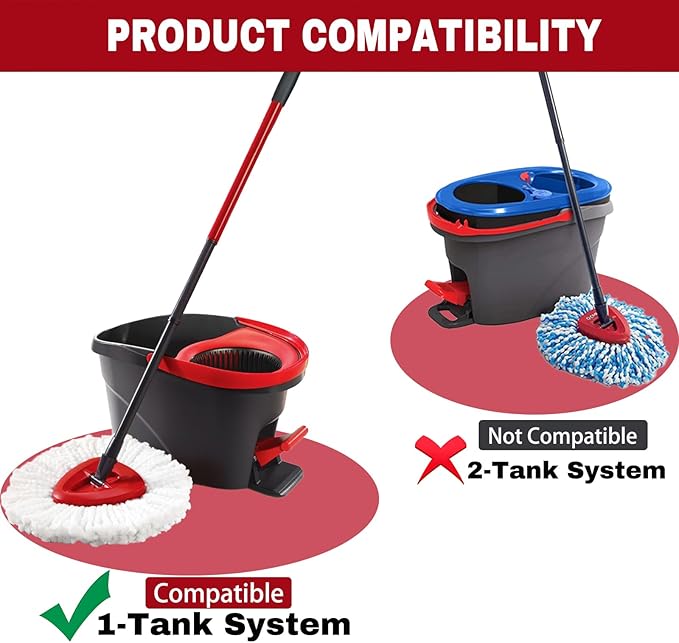 4 Pack Spin Mop Replacement Heads, Mop Replace Head Easywring 1-Tank System, Mop Head Replacement for Hardwood Floor Cleaning, Machine Washable and Easy to Replace