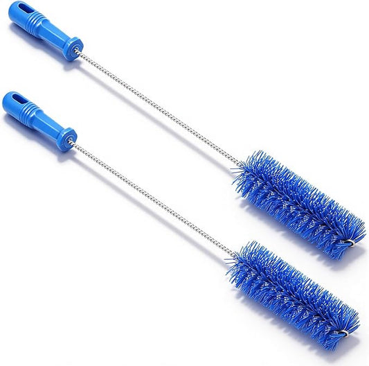 Baderke 2 Pieces Drain Brush Pipe Cleaning Blue Tube Brushes 19.7 Inch Plastic Shower Pipe Flexible Cleaning Tool(19.7 x 2 Inch)
