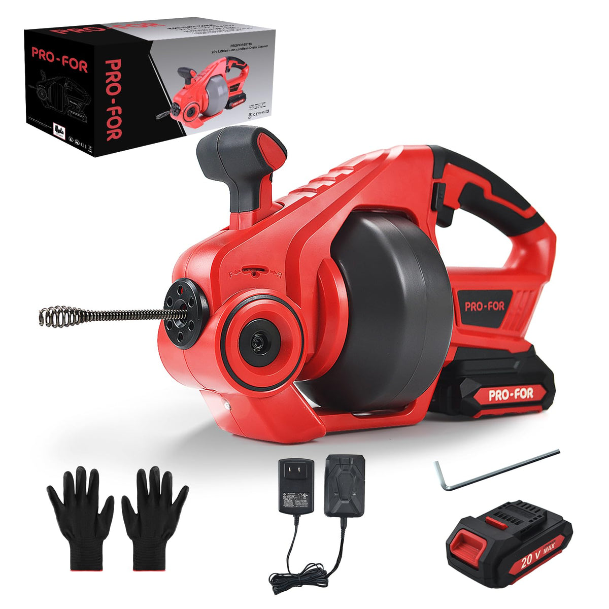 20V Cordless Electric Drain Snake, 25 ft Drain Auger Clog Remover - Image 1