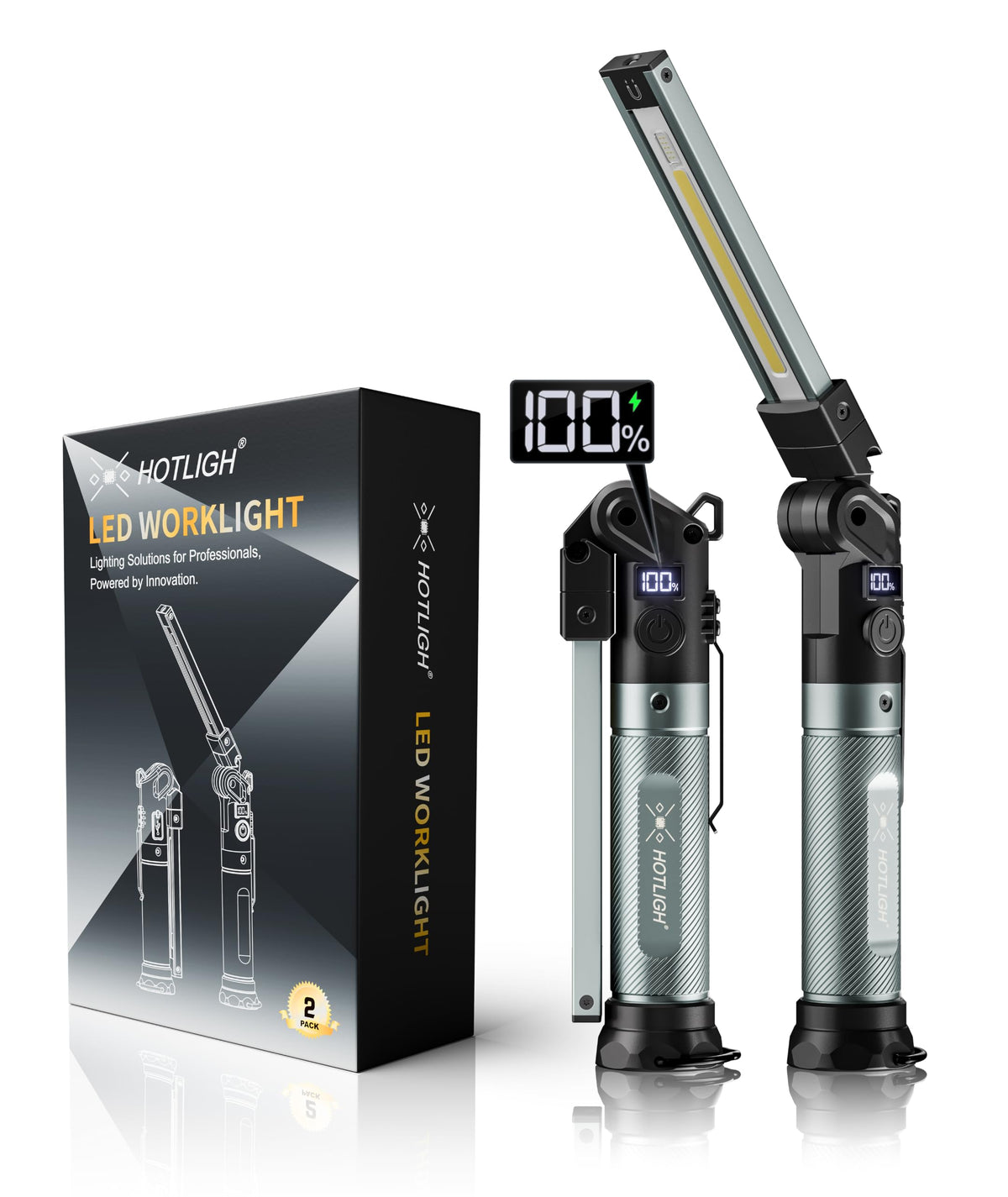2Pack Magnetic Work Light,1500 LM Magnetic Flashlight - Image 1