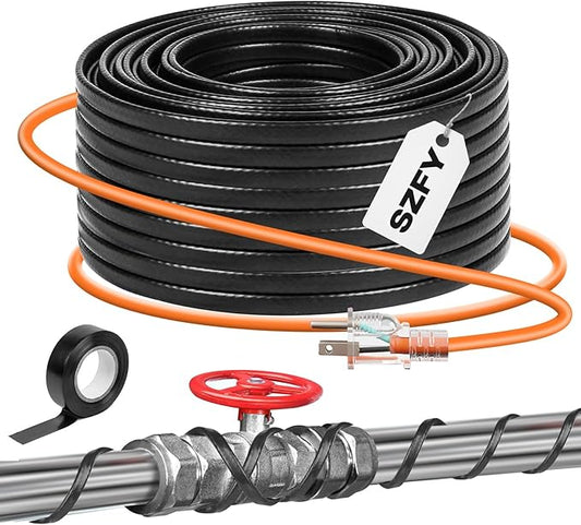 3FT~200FT Heat Tape for Water Pipes, -40°F Deicing Cable,Pipe Heat Cables for Roof,Gutter，Farm，Freeze Protetion Heating Wires, Heated Water Hose,Plumbing Fixtures,120V 5W/FT (30FT)