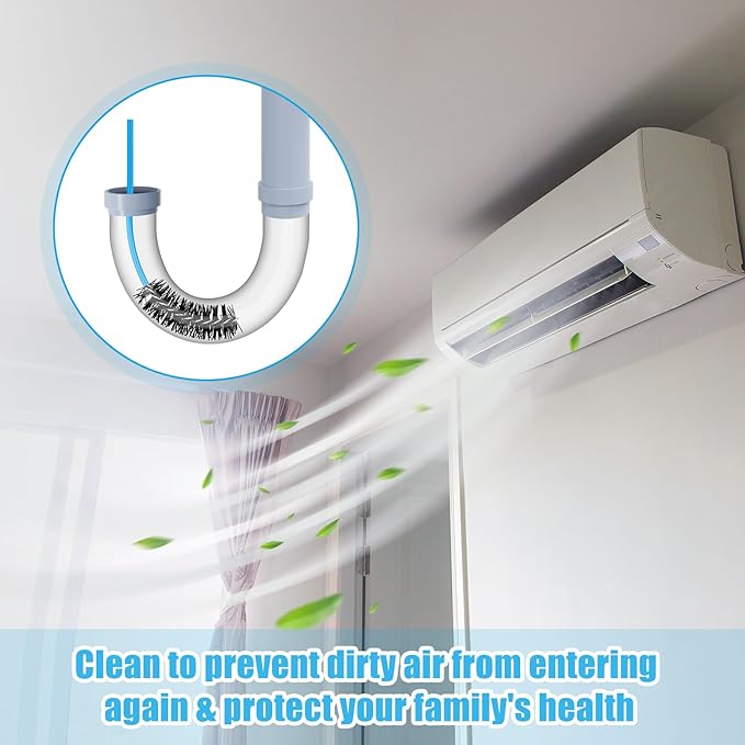 6pcs Condensate Flexible Drain Brush, Premium Nylon and PVC Condensate Drain Flexible Drain Brush with Soft Brush Head Easily Clean Dirt Keep Condensate Traps Clean