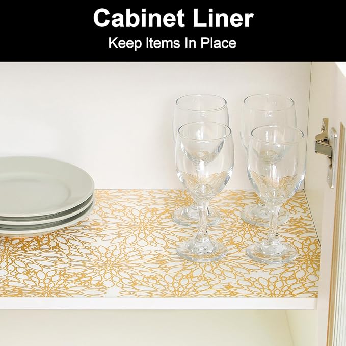 Cooyes Shelf Liner Drawer Liners, Shelf Liners for Kitchen Cabinets, Non-Adhesive Cabinet Liner, EVA Waterproof Non-Slip Refrigerator Liners for Kitchen Drawers（23.6" W x 118" L）