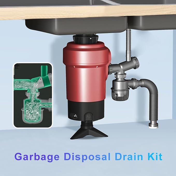 Garbage Disposal Drain Kit, Kitchen Sink P-Trap Drain Kit 1 1/2, Space Saving, Visible, Clog Resistant, Odor Resistant, Easy to Clean Kitchen One Sink Drain Kit