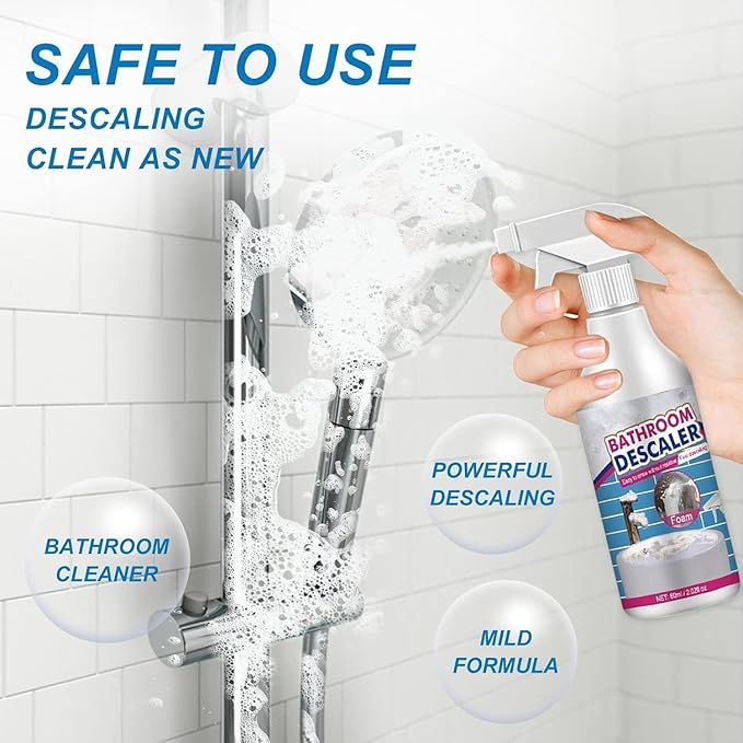 Bathroom Descaler Foam Cleaner, Bathroom Descaler Foam Cleaner Spray, All Purpose Rinse Cleaning Foams Spray, Stubborn Stains Cleaner for Bathtub, Toilet, Glass, Faucet (1PC)