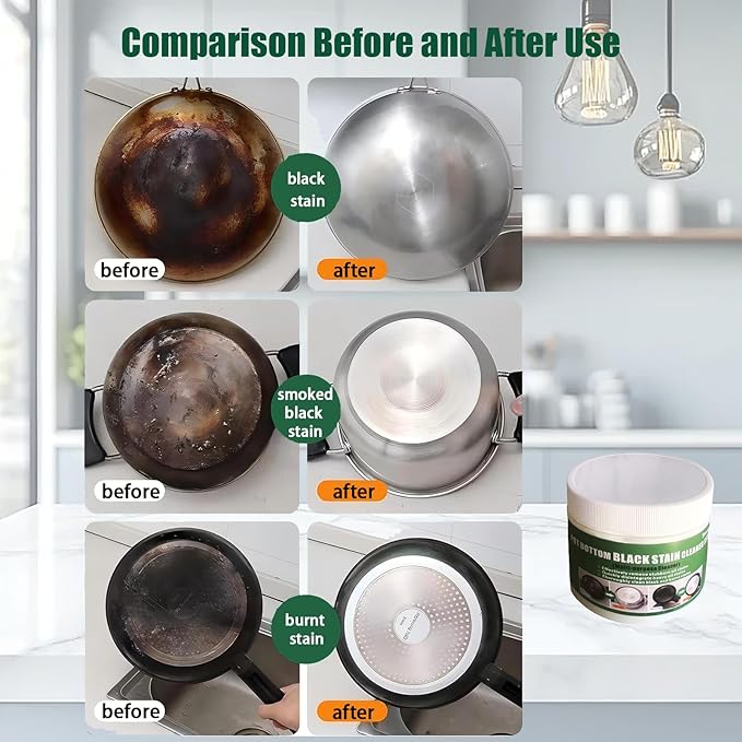 Pot Bottom Black Stain Cleaner Set, Stainless Steel Cleaning & Polishing, Powerful Kitchenware Cleaner, Cooktop Pot Cleaner