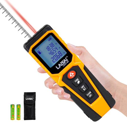 Laser Distance Meter, 130FT Measuring Tool with Backlit LCD - Image 1