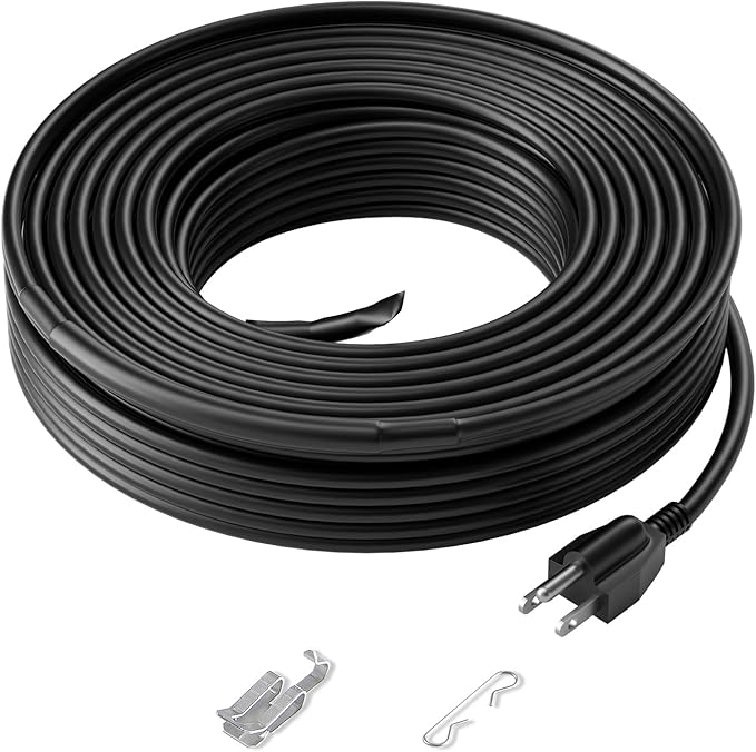 VEVOR Self-Regulating Pipe Heating Cable, 100FT 5W/FT Heat Tape for Pipes, Roof Snow Melting De-icing, Gutter and Pipe Freeze Protection