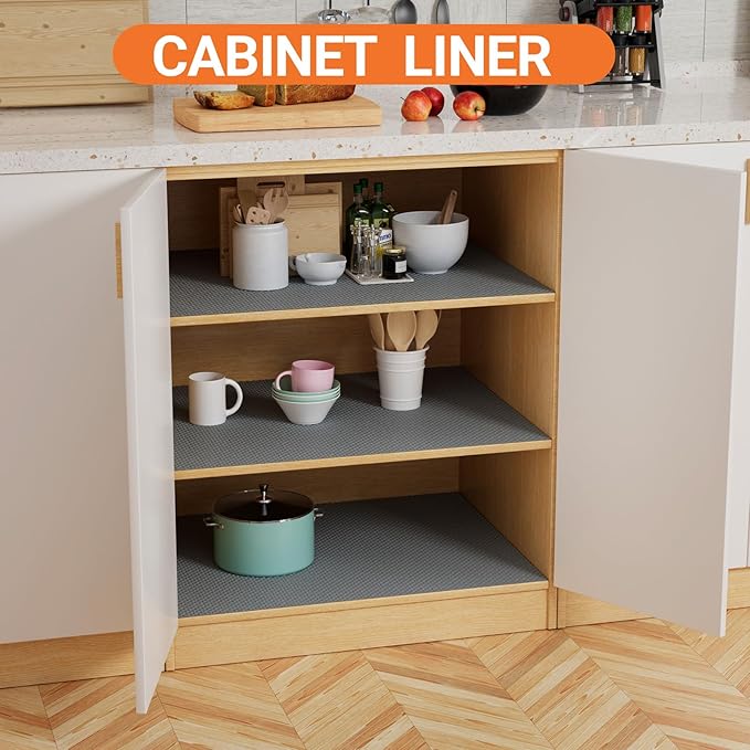 FLPMIX Cabinet Shelf Liner 20" Wide: Waterproof Kitchen Under Sink Mat - Easy to Cut & Clean Large Cupboard Drawer Liners for Closet Bathroom Pantry Shelves Dark Grey 20 X 300 Inch