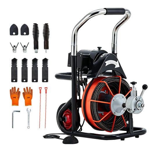 Garvee 100FT x 3/8 Inch Drain Cleaner Machine with 10 Cutters & - Image 1