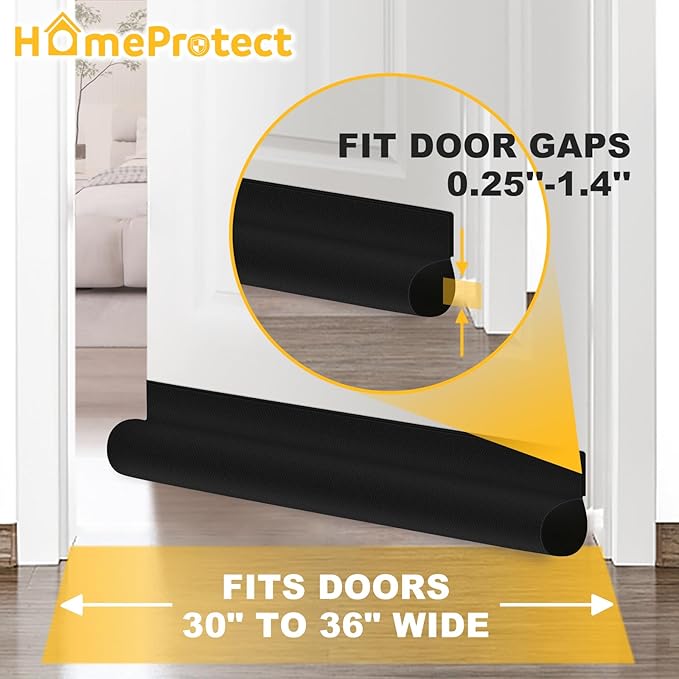 HomeProtect Door Draft Stopper 36 Inch Under Door Draft Blocker Door Sweep for Bottom of Door Reduce Cold Air, Soundproof, Light, Odor, Weather Stripping Door Seal Strip Fit for Interior/Exterior