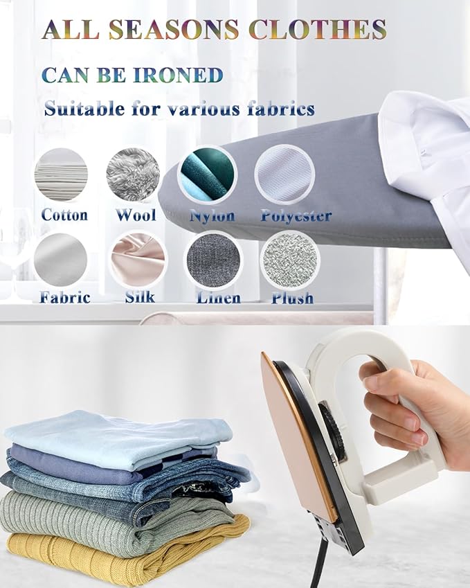 Dual Voltage Travel Iron (100-120V/220-240V) - 3-Temp Steamless Mini Dry Iron for Clothes, Non-Stick 356°F Soleplate with Foldable Handle, 0.8lb Ultra-Lightweight (White)